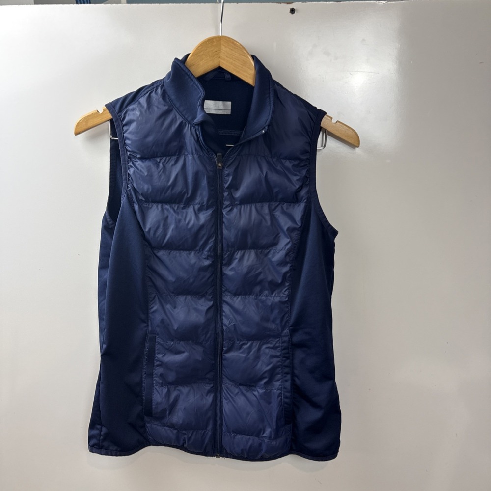 Callaway WeatherSeries Womens Small Navy Blue Puffer Golf Vest Full Zip Quilted